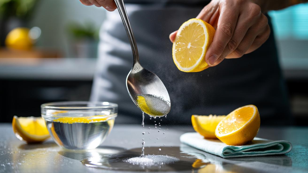 Lemon scrub revives dull stainless steel cutlery instantly : how citric acid lifts tarnish with ease