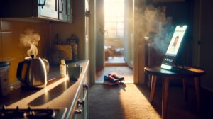 Illustration of everyday objects acting as memory anchors that trigger habits faster than smartphone reminders